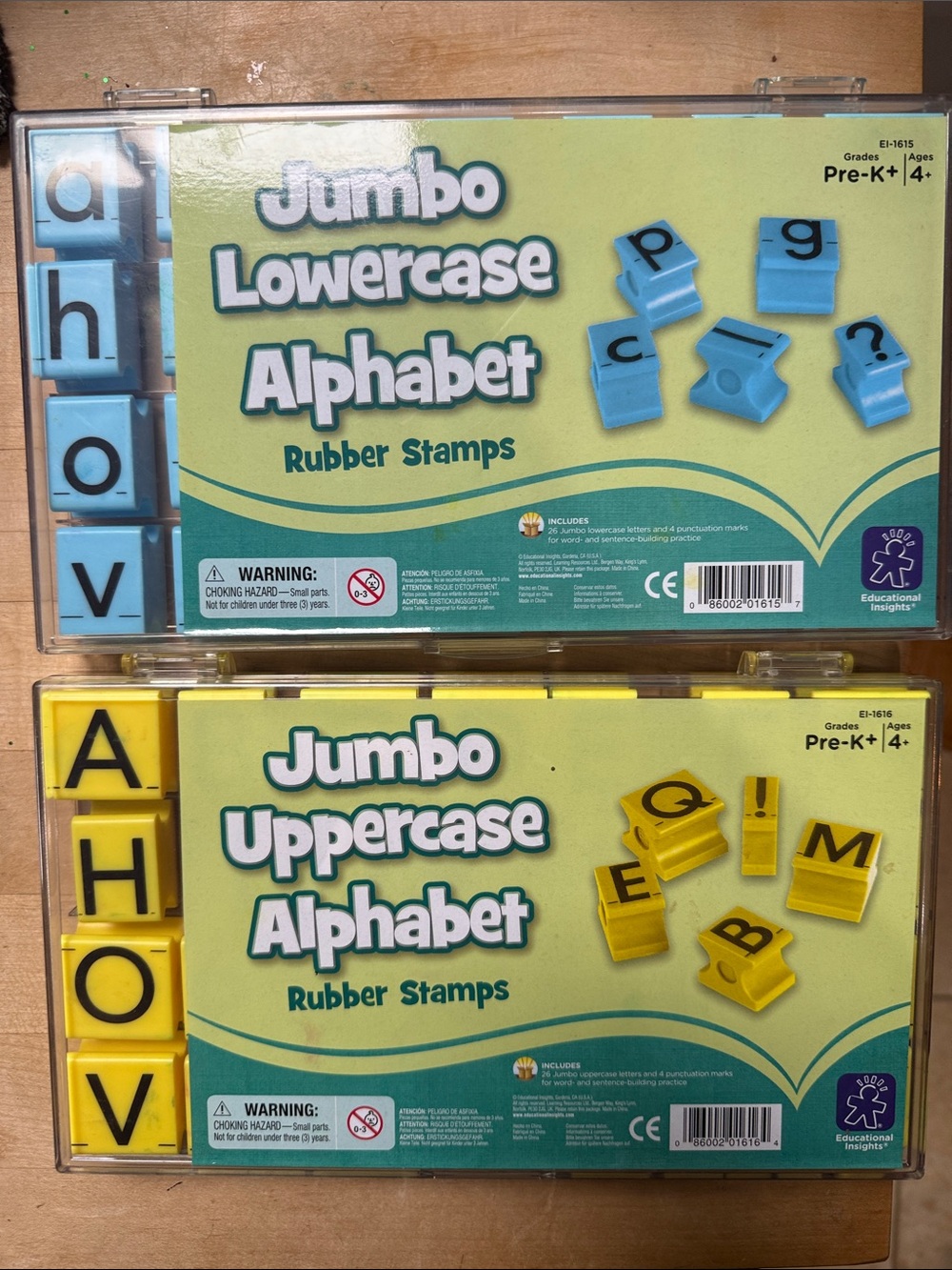 Upper and lower case alphabet stamps